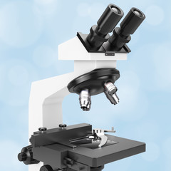 Modern Laboratory Microscope. 3d Rendering