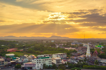 Obraz premium Trang city of Thailand with sunset twilight beautiful sky.
