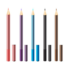 Set of different types realistic eyeliners. Cosmetic product for makeup and beauty eyes.