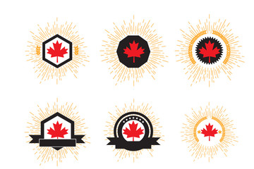 Made in Canada badge. Colorful label for canada products. Vector illustration in flat style.