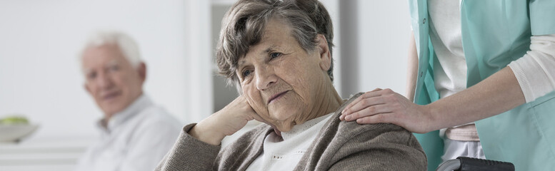 Worried disabled woman