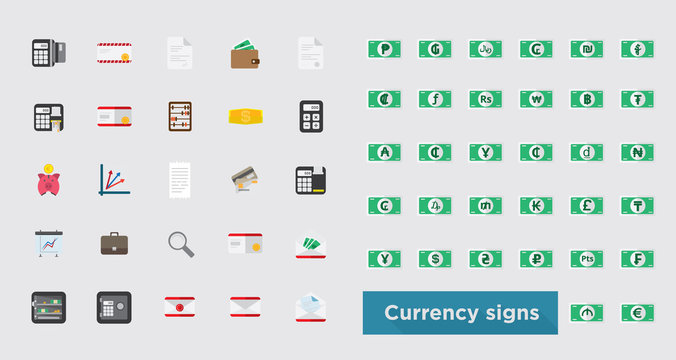web icon set - money, finance, payments, currency symbol