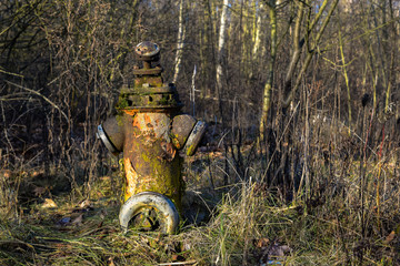 Verrosteter alter Hydrant  links