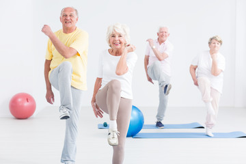 Group of seniors at the gym