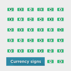 web icon set currency symbol