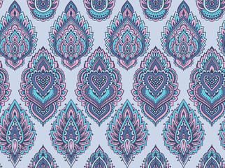 Vector seamless pattern with henna mehndi floral elements.