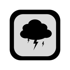 black silhouette square frame with rain storm weather icon vector illustration