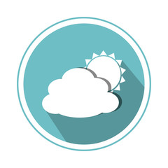 circular border with silhouette cloud and sun vector illustration
