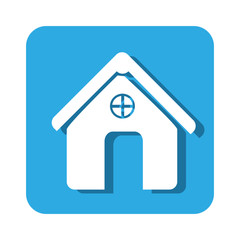 square button simple facade house icon design vector illustration