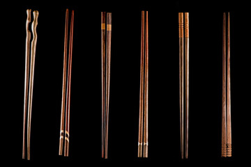 Chopsticks on black background