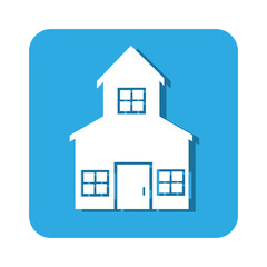 square button two floors house icon design vector illustration