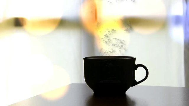 Cosy smoking tea with lights