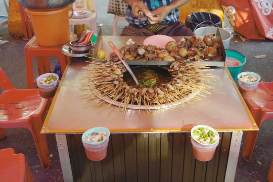 Traditional food in Yangon street, Myanmar