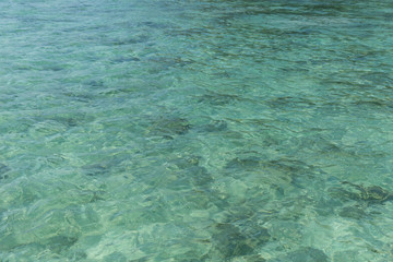 Ocean water background, clean and clear blue emerald sea beach.