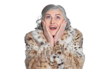 Senior woman in fur 