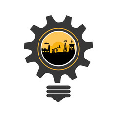 bulb and gear shape with oil extraction industry and nuclear reactor vector illustration