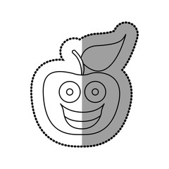 figure red kawaii fruit apple happy icon, vector illustration design