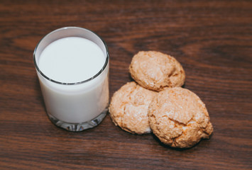 Sweet breakfast. Milk with cookies