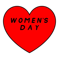 Red heart for womens day with black path and a black fill signature.