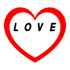 Red heart for womens day with red path and white fill an black inscription.