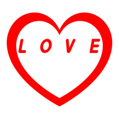 Red heart for womens day with red path and white fill an red signature.