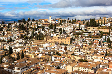 Fototapeta na wymiar Albaicin neighborhood in Granada, view from the Alhambra.