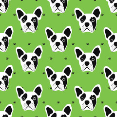 Obraz premium french bulldog seamless pattern