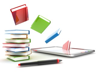 Books . Tablet computer.