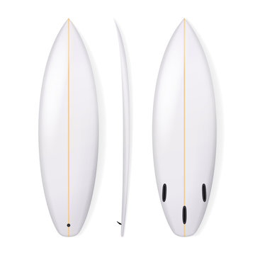 Realistic Surfboard Vector. Blank Of Surfing Board Isolated On White Background.