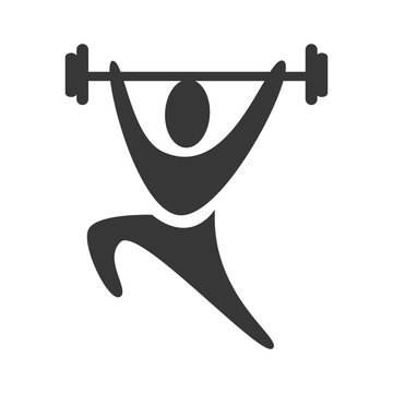black silhouette pictogram man weightlifting icon vector illustration