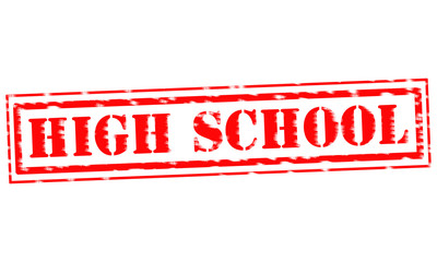 HIGH SCHOOL Red Stamp Text on white backgroud