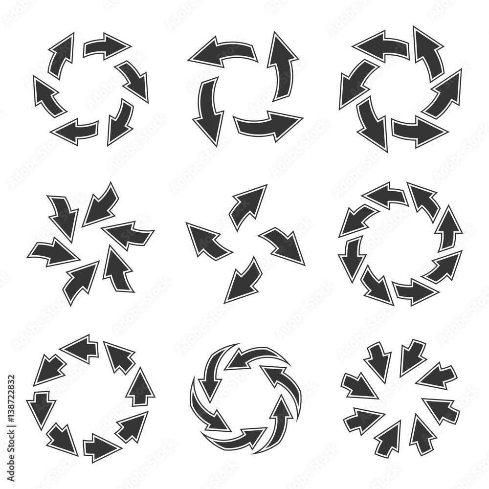 Poster set of arrows. vector reload arrows. rotation.