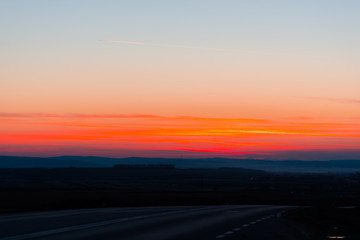 Fototapeta na wymiar Sunset and orange sky