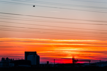 Sunset and orange sky