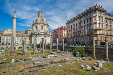 Obraz premium Beautiful panorama of the city of Rome/ Aerial view from Altar of the Fatherland ( Altare della Patria). Vittoriano. Piazza Venezia. Rome. Italy. Europe.