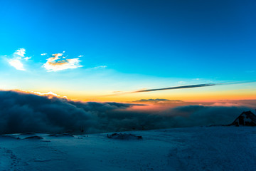 Fototapeta premium Winter sunset in carpathian mountains