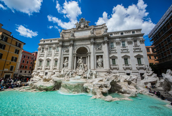 Fototapeta na wymiar Fountain di Trevi - most famous Rome's fountains in the world. Italy.