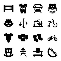 Set of 16 newborn filled icons