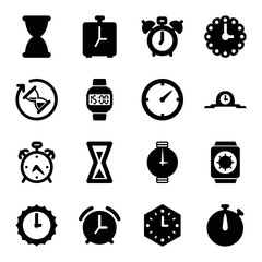 Set of 16 timer filled icons