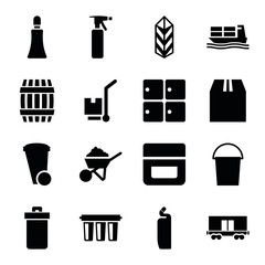 Set of 16 container filled icons