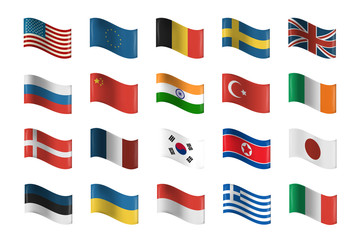 Vector collection of flags on the white background.