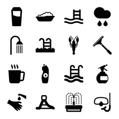 Set of 16 water filled icons