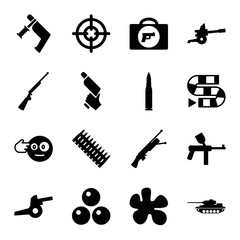 Set of 16 gun filled icons