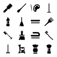Set of 16 brush filled icons