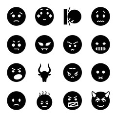 Set of 16 angry filled icons