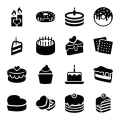 Set of 16 cake filled icons