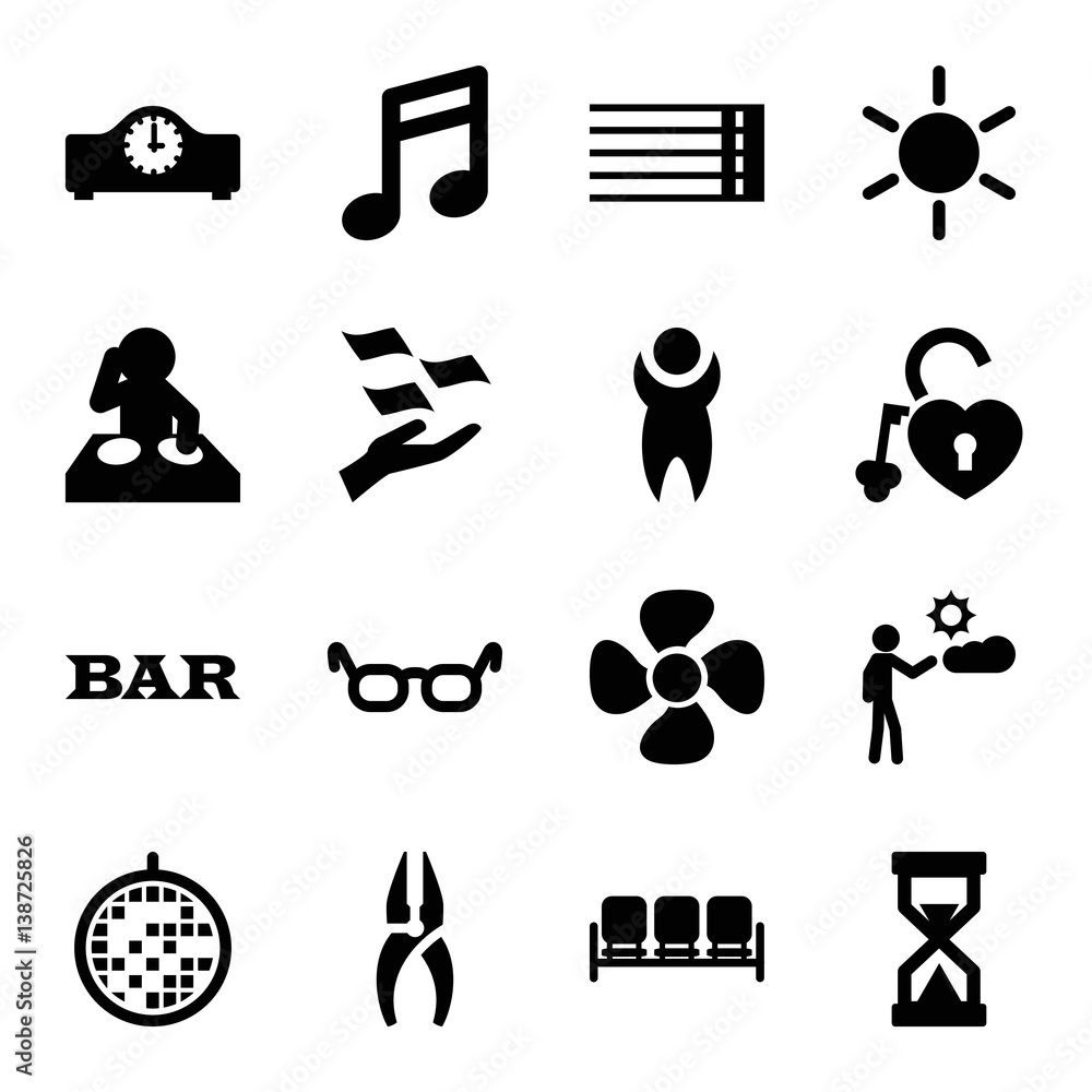 Sticker set of 16 modern filled icons