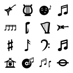 Fototapeta premium Set of 16 melody filled icons