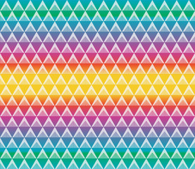 Geometric colorful seamless pattern vector for background and texture with white triangles on rainbow gradient
