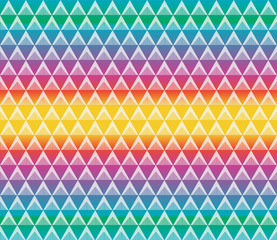 Geometric colorful seamless pattern vector for background and texture with white triangles on rainbow gradient